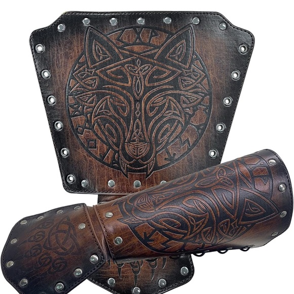 Brand New, Warrior Chest Armor w/ Viking Fenrir Brace, Warrior Set For Ren Faire - Picture 3 of 12